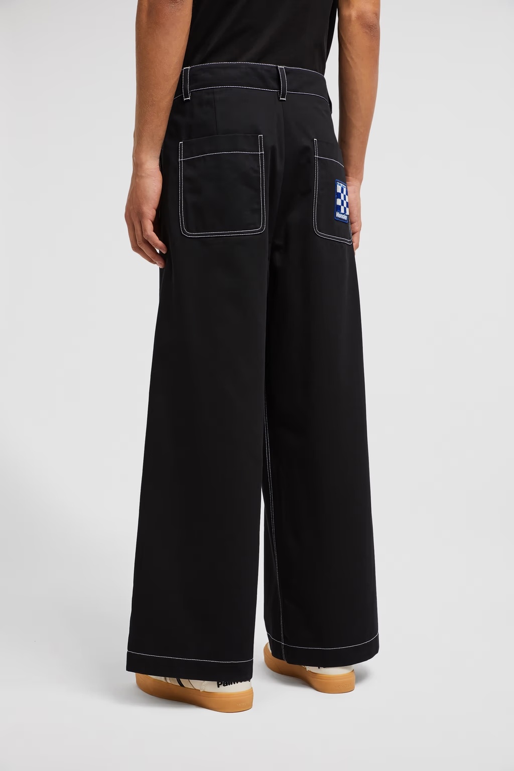 Moncler X Palm Angels Cotton Belt-loop Casual Pants In Black