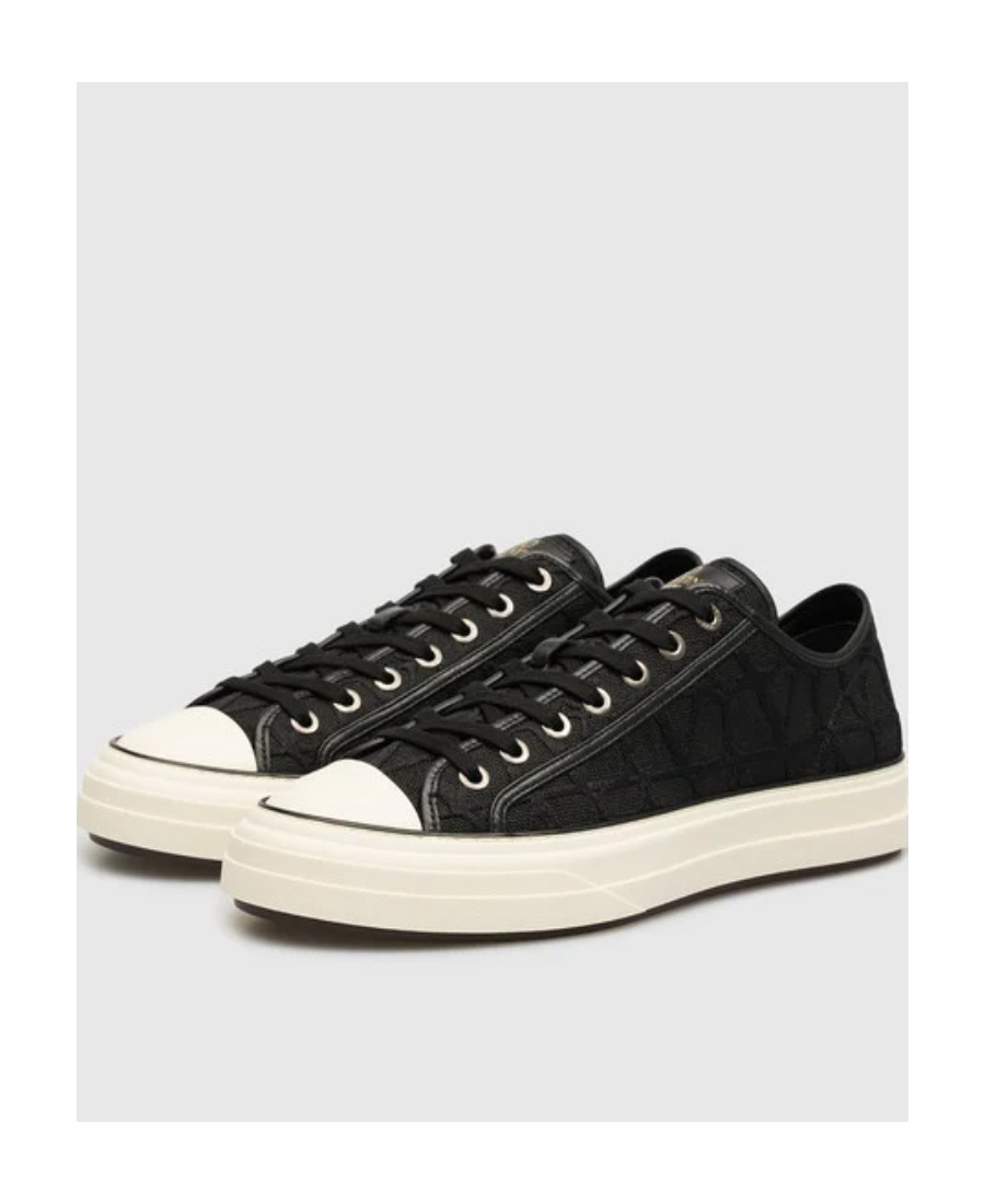 Valentino Toile Iconographe Totaloop Low-top Sneakers In Black