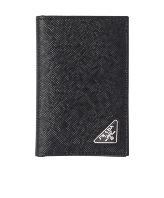 Prada Saffiano Leather Card Holder In Black