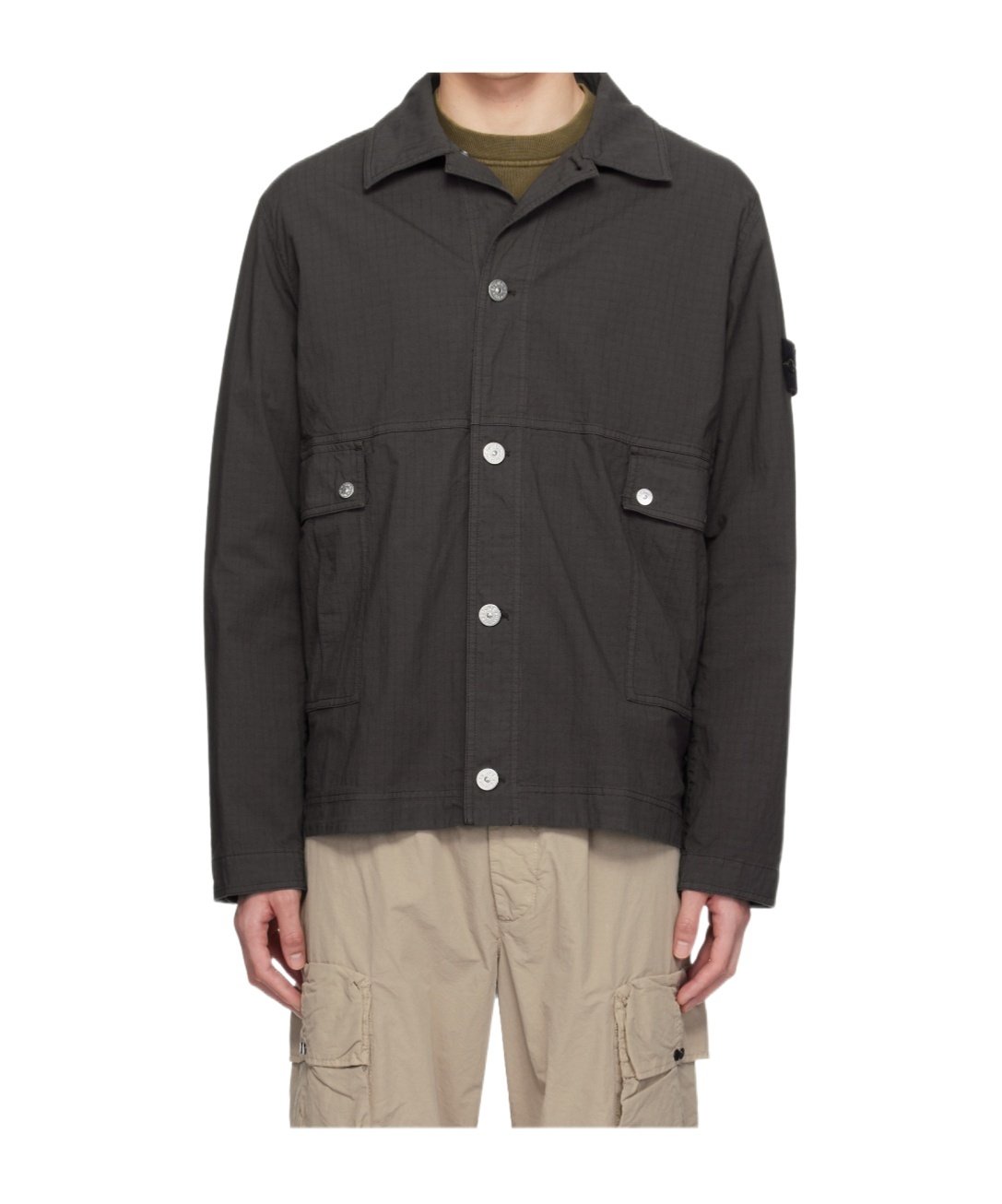 Stone Island Gray Mil-spec Stretch Ripstop-tc Jacket In Brown