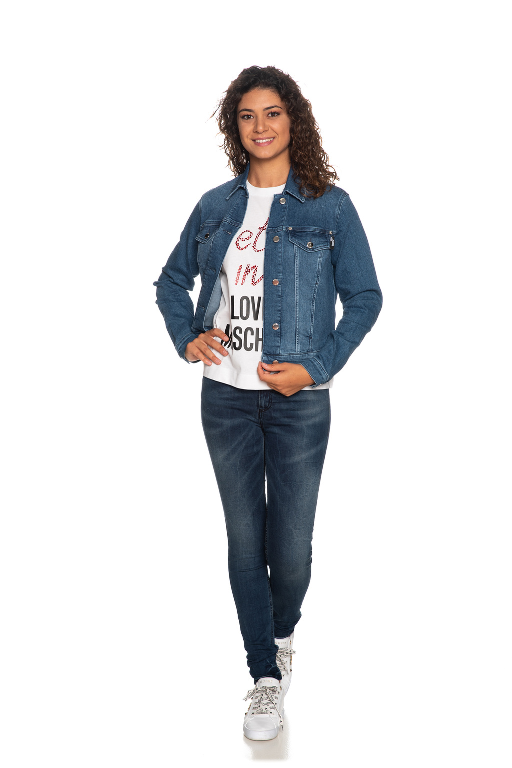 Moschino Logo Rear Printing Built-in Jacket In Blue