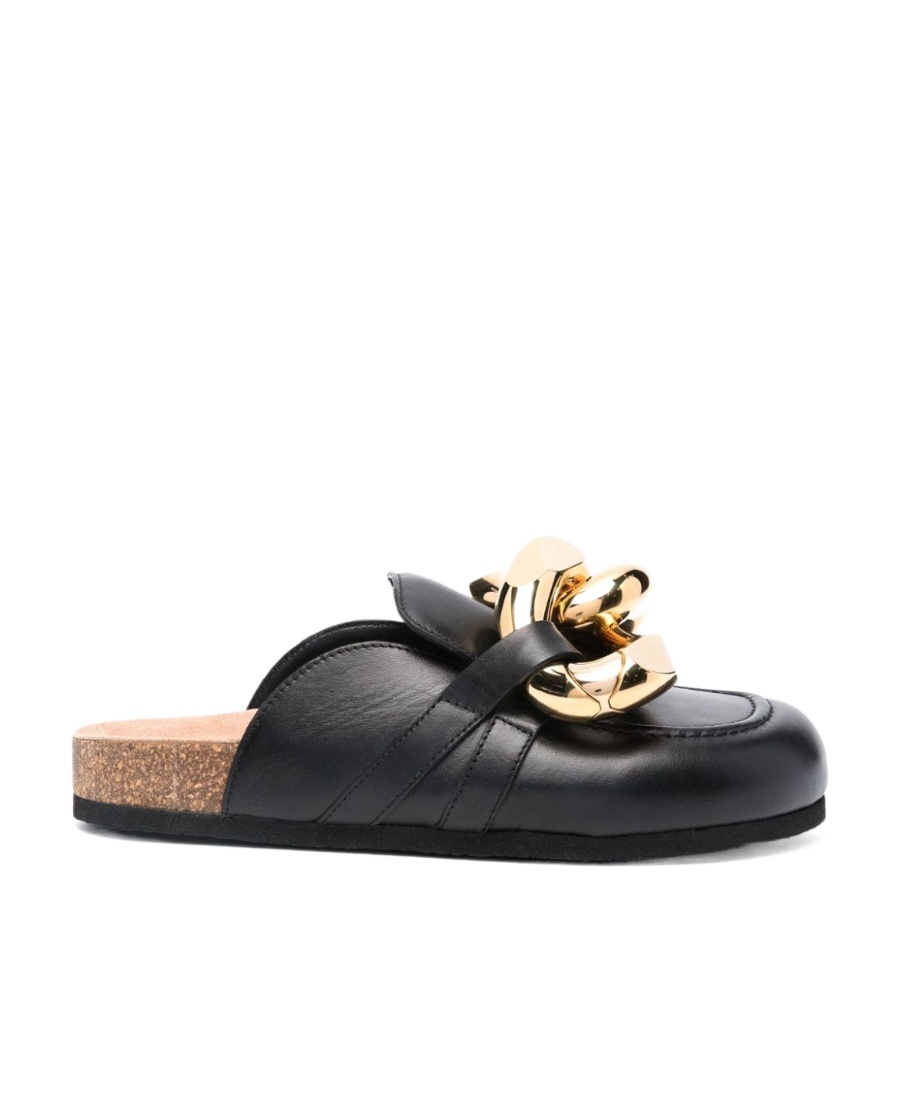Jw Anderson Jw Flt Pmp Rtoe Mle Gld Chn Lthr In Black
