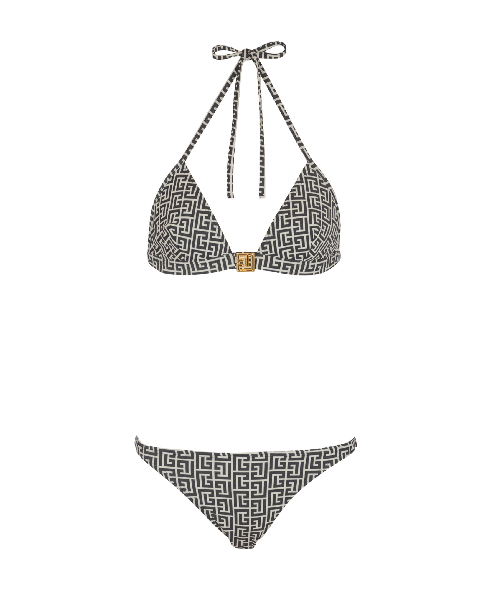 Balmain Pb Labyrinth Halterneck Bikini In Black