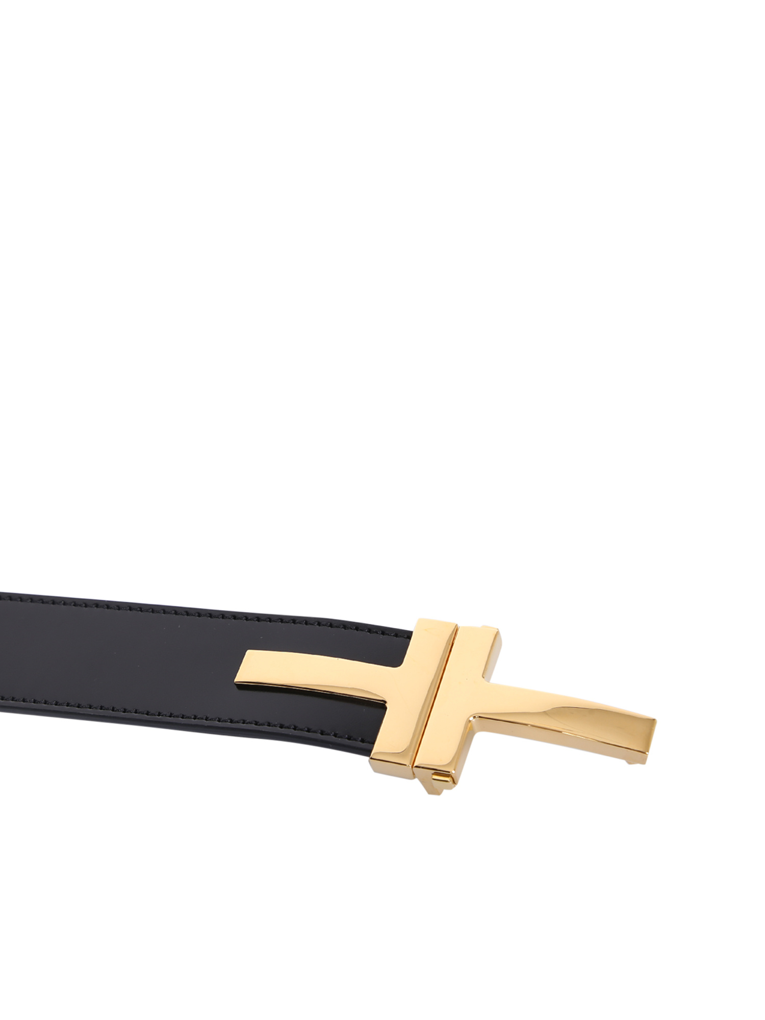 Tom Ford Logo-plaque Leather Belt In Black