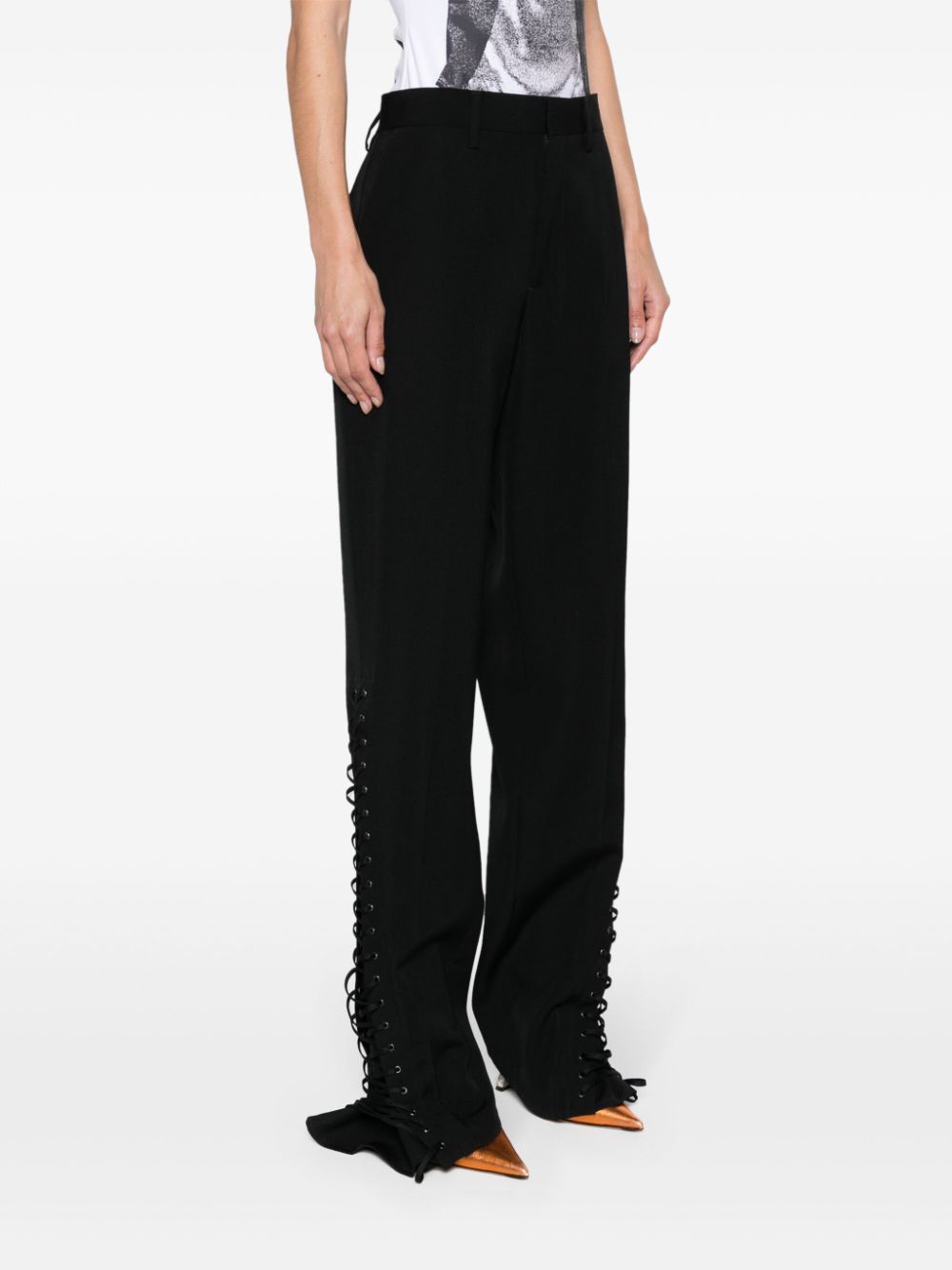 Jean Paul Gaultier Straight Leg Wool Trousers In Black