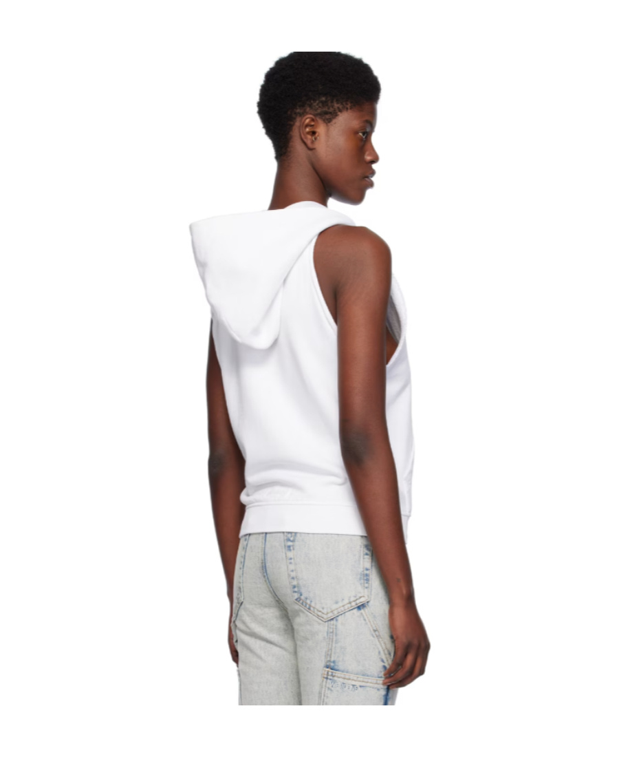 We11 Done Plain Knitted Hooded Sleeveless Vest In White
