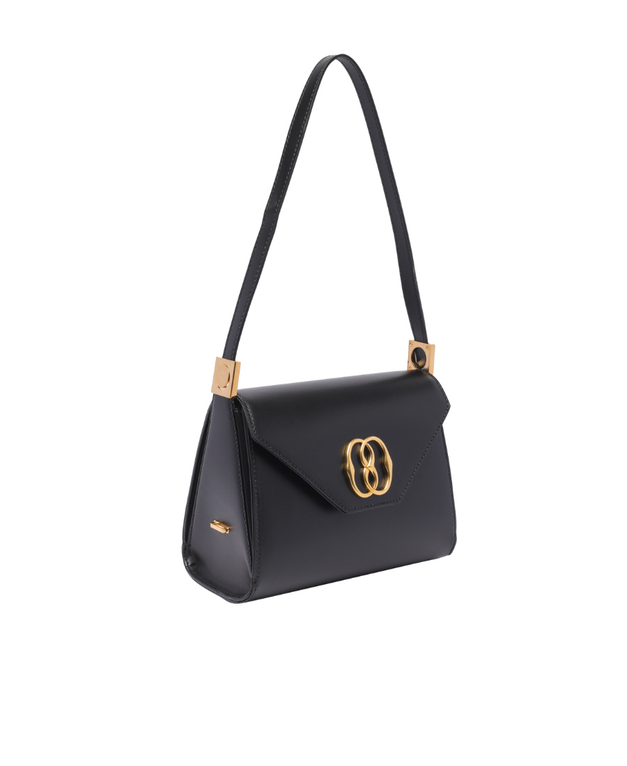 Bally Logo Plaque Foldover-top Shoulder Bag In Black