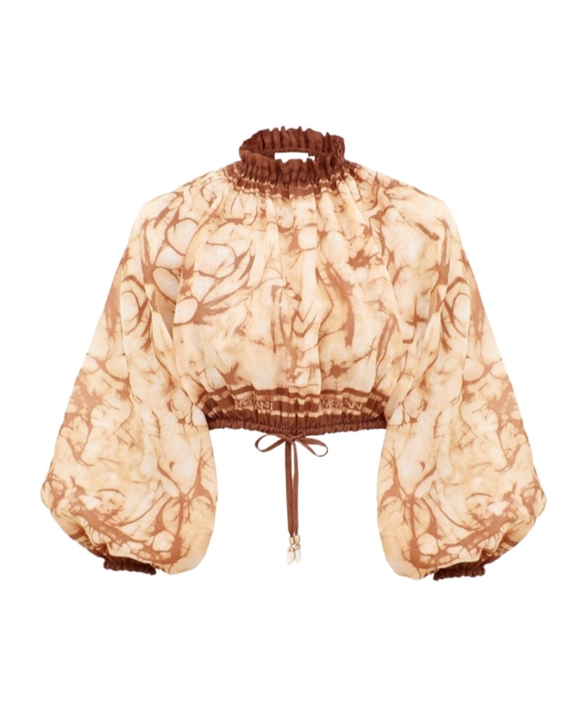 Zimmermann Tie-dye Cropped Blouse In Neutral