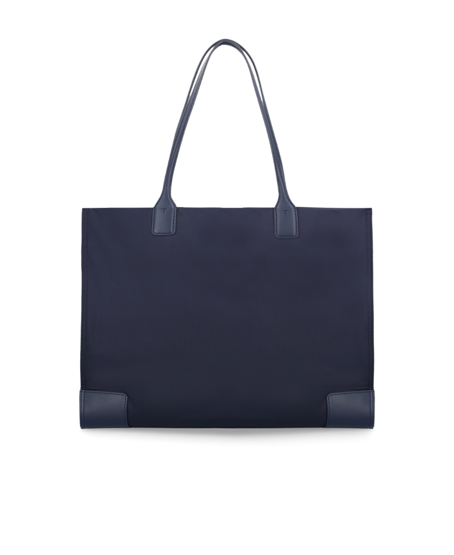 Tory Burch T Monogram Leather-trim Tote In Blue