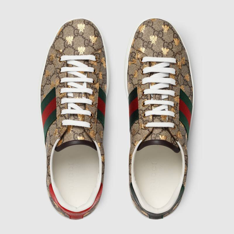 Shop Gucci Ace Gg Supreme Bees Sneaker In Gray