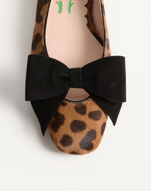 Valentino Garavani Bowow Ballerina In Pony-effect Calfskin Woman Animal Print 41 In Multi