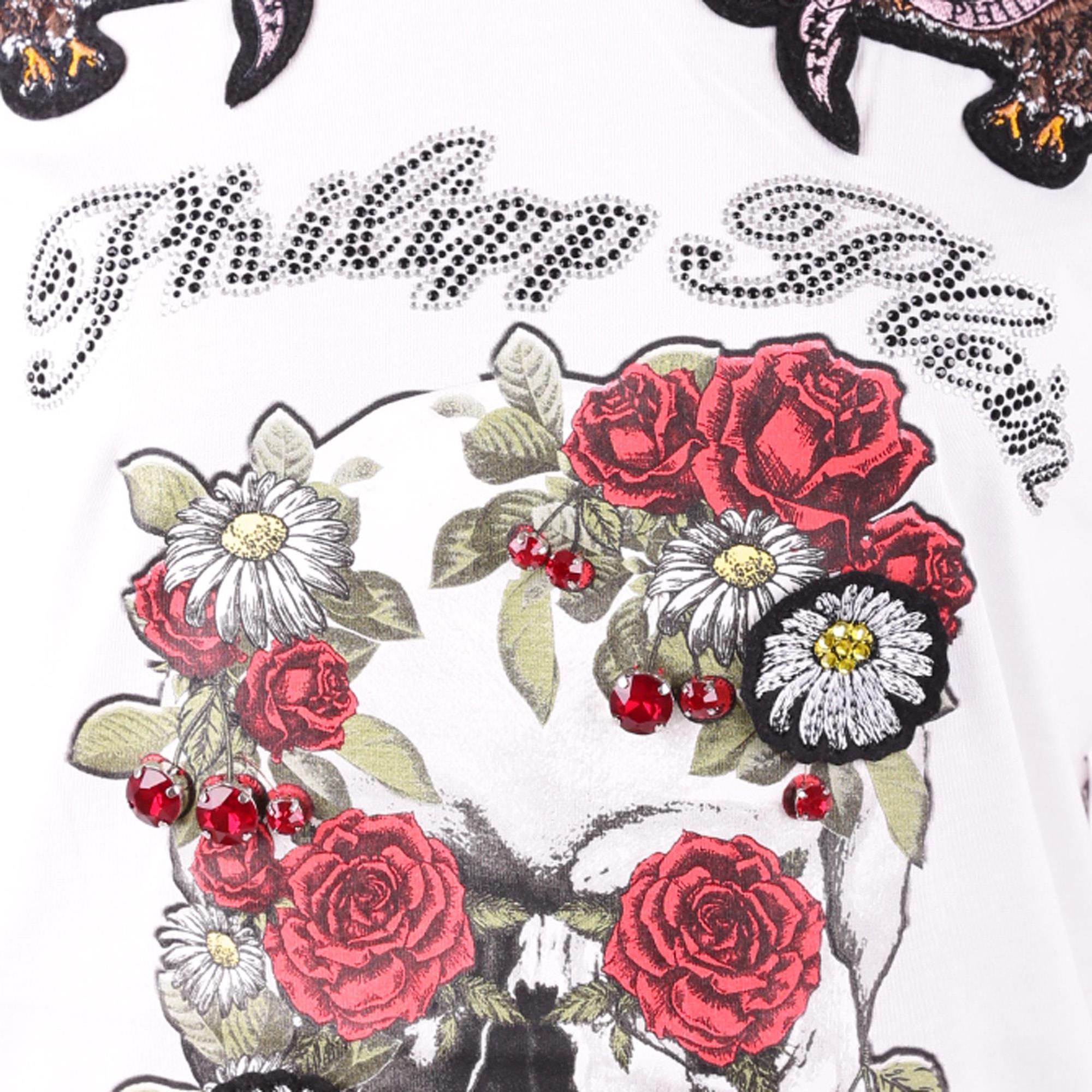 Philipp Plein Rose Printed T-shirt In White