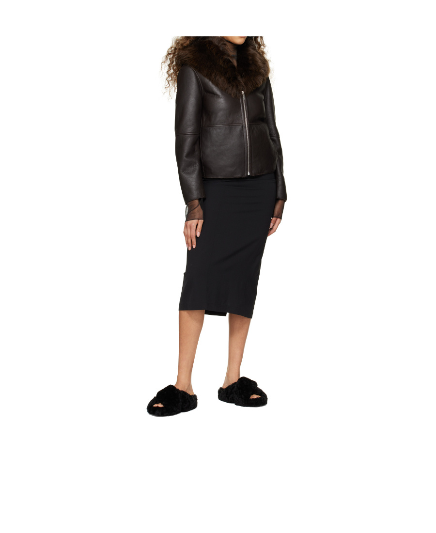 Shop Jil Sander Shearling Crossover Slides In Black