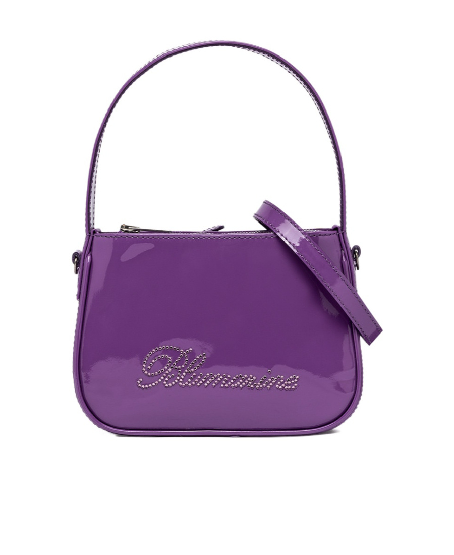Blumarine Patent-finish Rhinestone Tote Bag In Purple