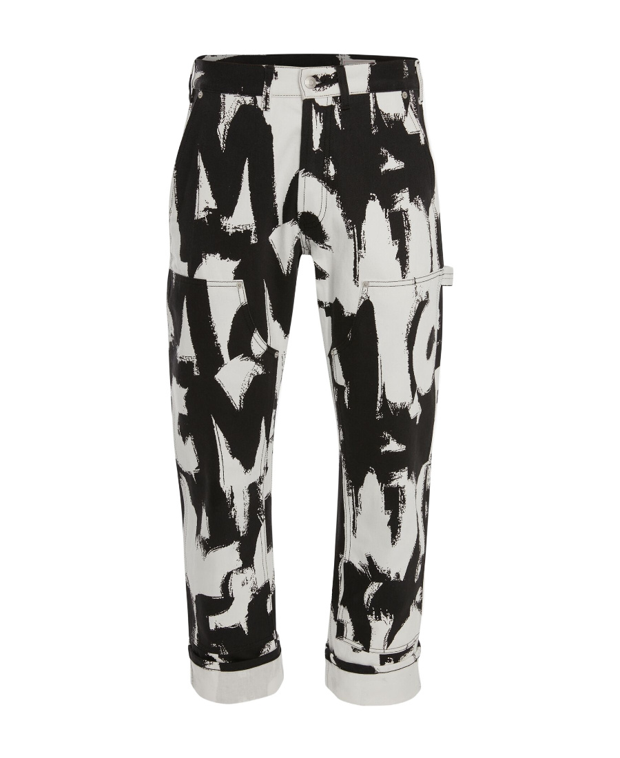 Alexander Mcqueen Graffiti-print Straight-leg Jeans In Black