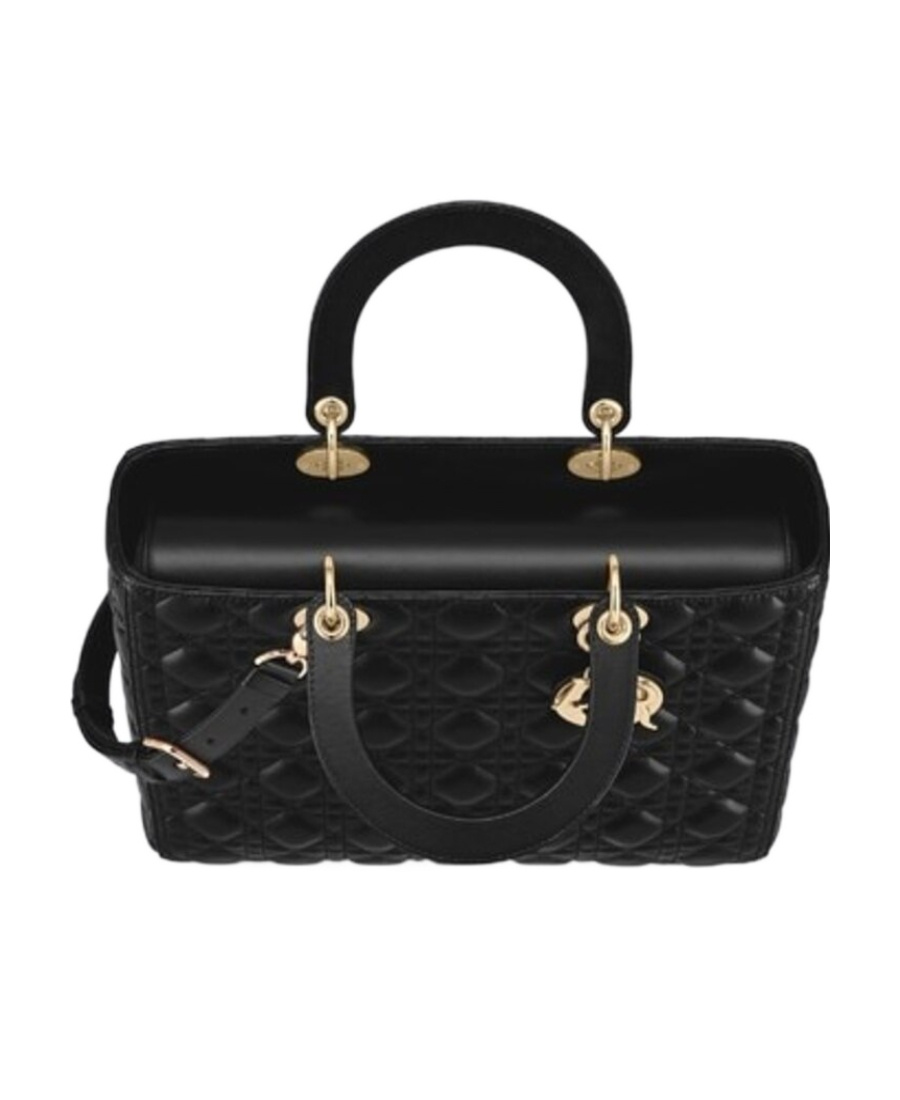 Dior Black Cannage Leather Lady  Ghw Medium (authentic ) In Black