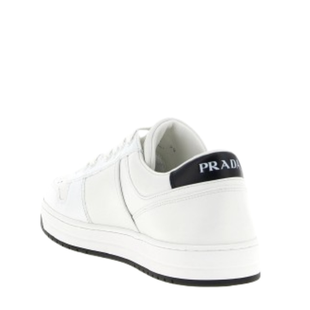 Prada Downtown Leather Sneakers In White