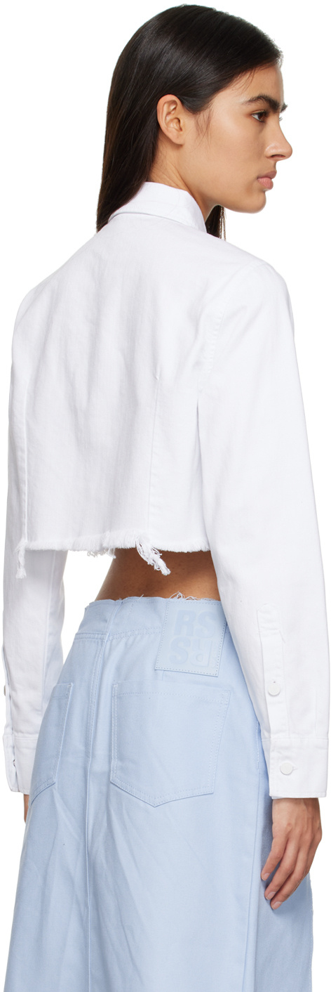 Shop Raf Simons Logo-patch Cropped Shirt In White