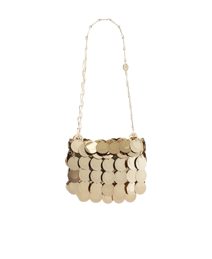 Rabanne Mini Sparkle Layered Bag In Nude