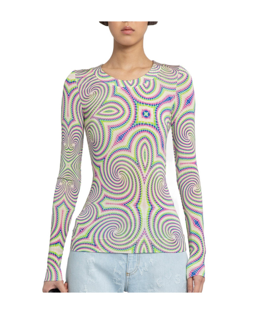 Stella Mccartney Spiral-print Long-sleeved T-shirt In Multicolor