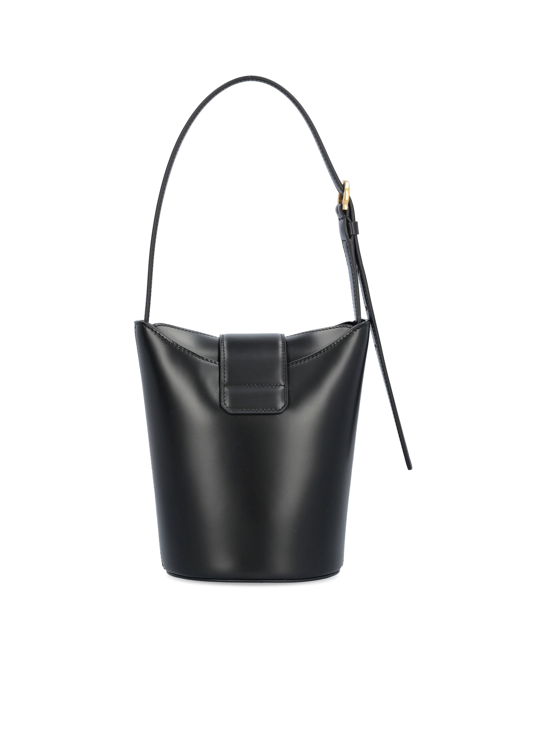 Ferragamo Structured Calfskin Bucket Bag In Black