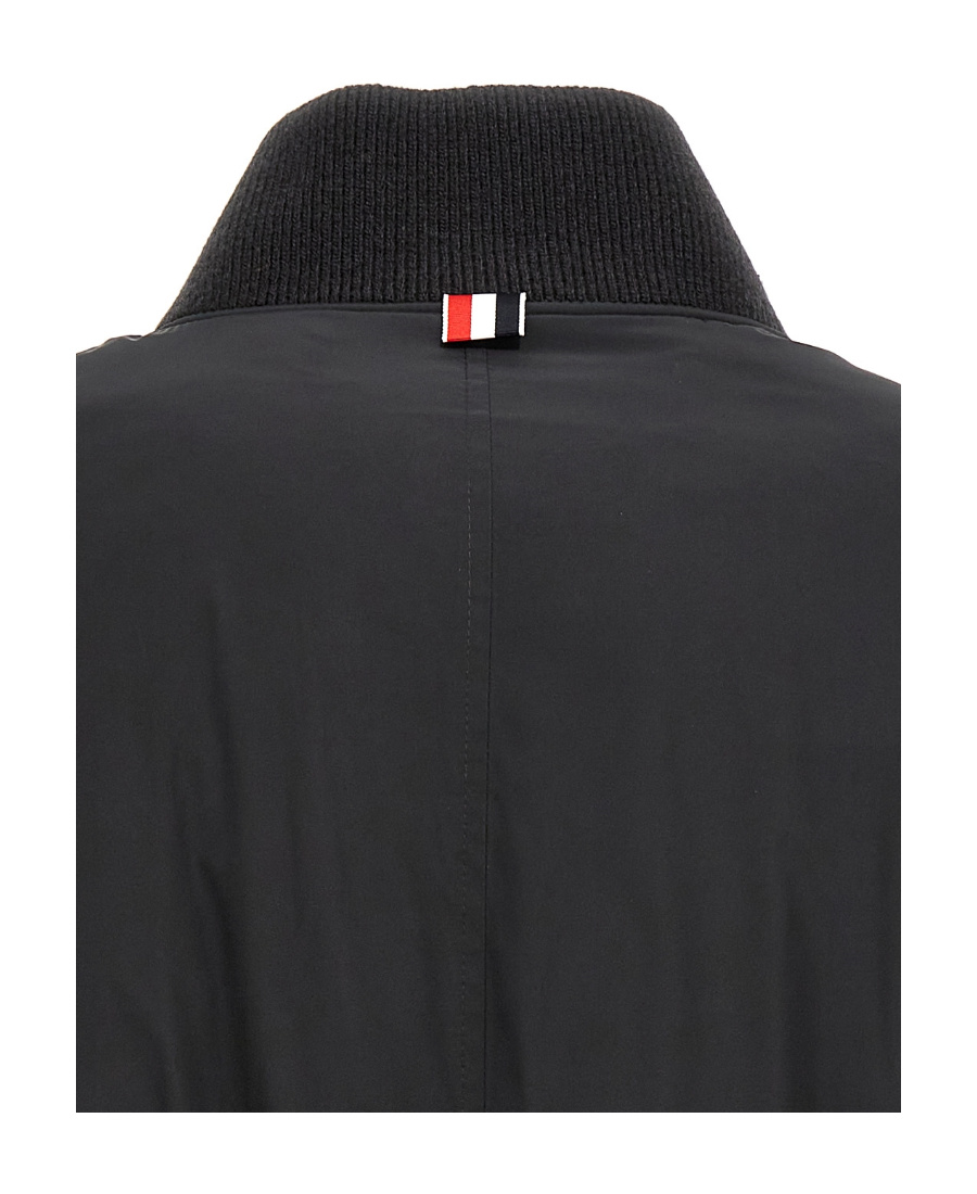 Thom Browne 4-bar Plain Weave Suiting Bomber Jacket In Black