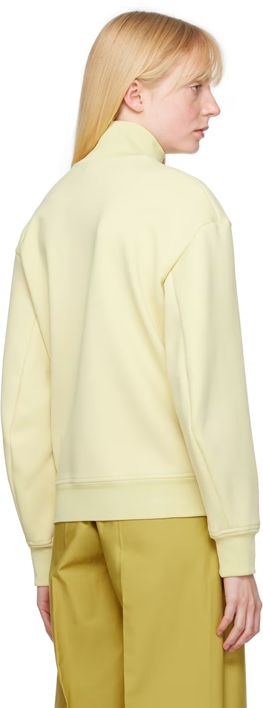 Jil Sander Zipper Vertical Collar Sweater In White