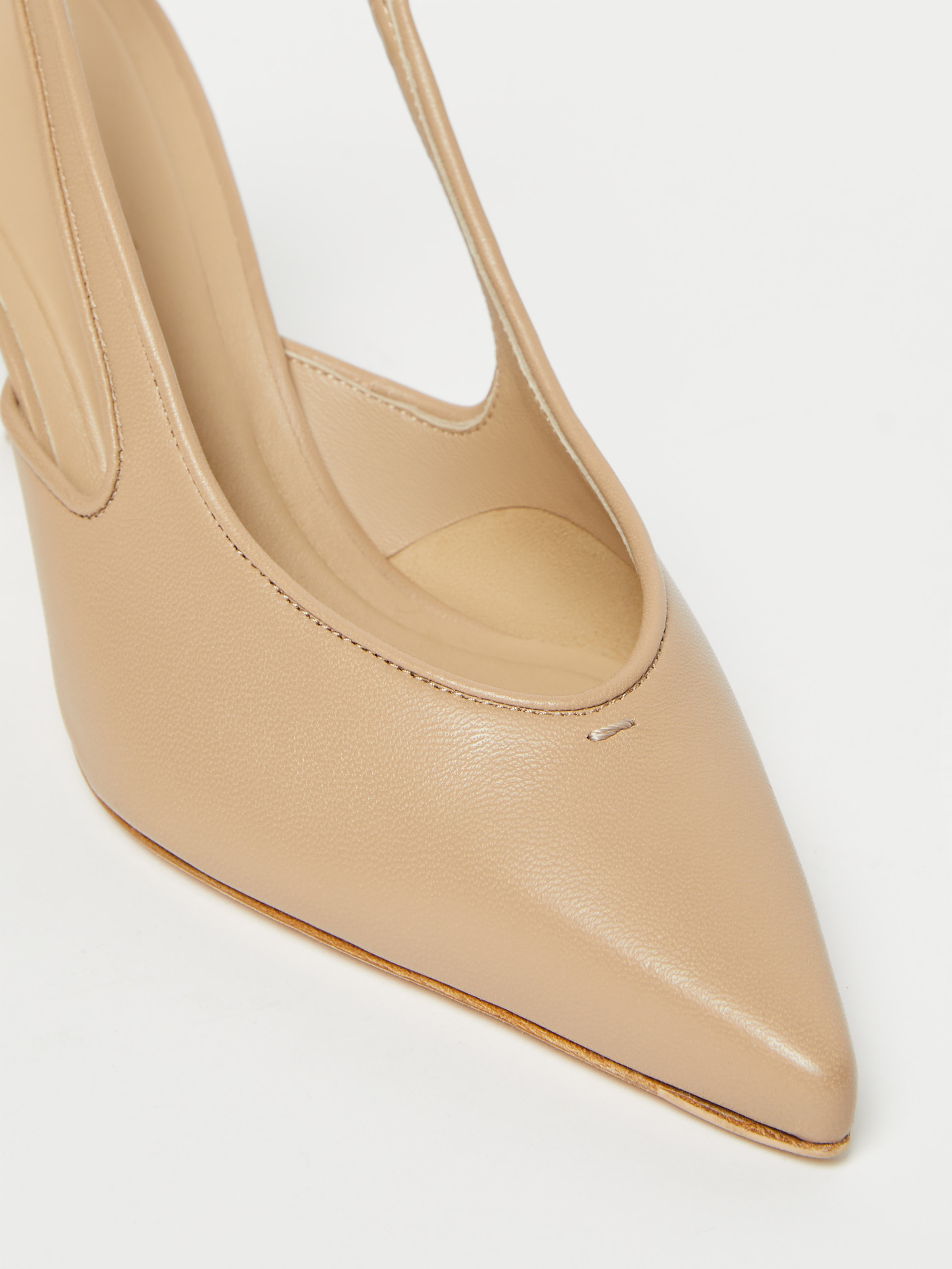 Max Mara Nappa Leather Slingbacks In Neutral