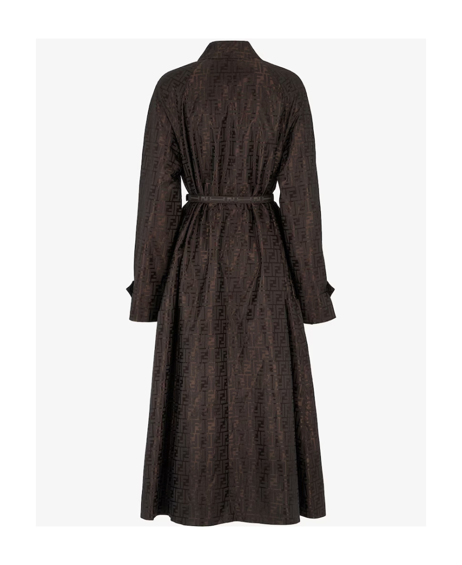 Fendi Ff-print Belted Trench Coat In Brown