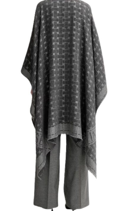 Twinset Tassel Cape In Gray