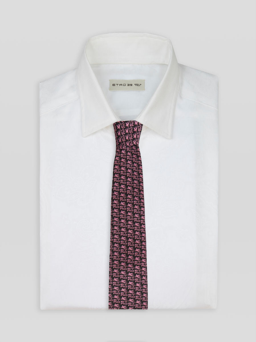 Etro Embroidered Monogram Tie In Black