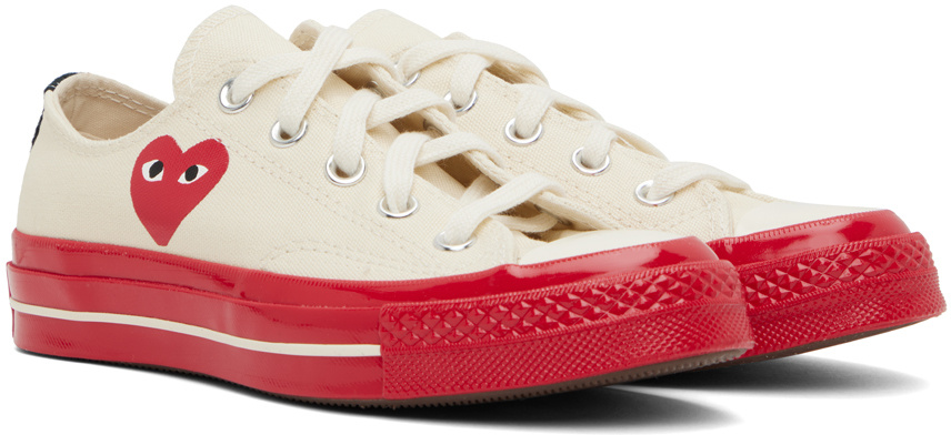Comme Des Garçons Play Off-white & Red Converse Edition Chuck 70 Sneakers In Red