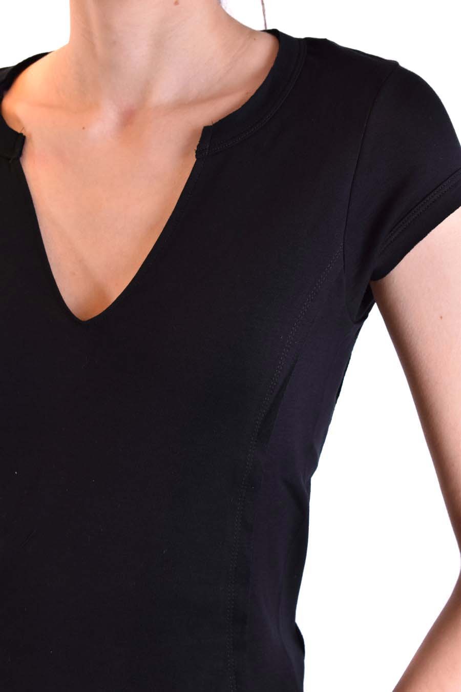 Dondup Short Sleeves V-neck Fitted Soft Fabric In Black