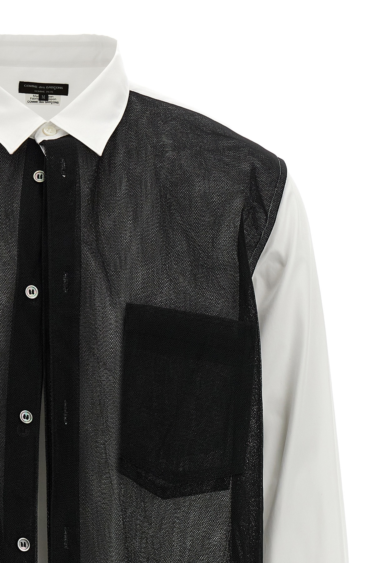 Comme Des Garçons Sheer Overlay Shirt Chest Pocket Detail