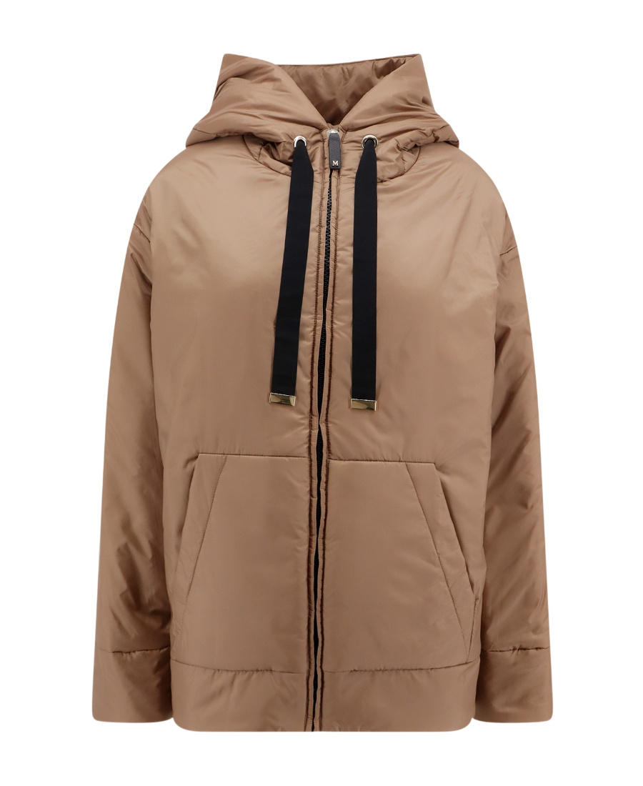 Max Mara Long-sleeved Hooded Cotton-padded Suit In Brown