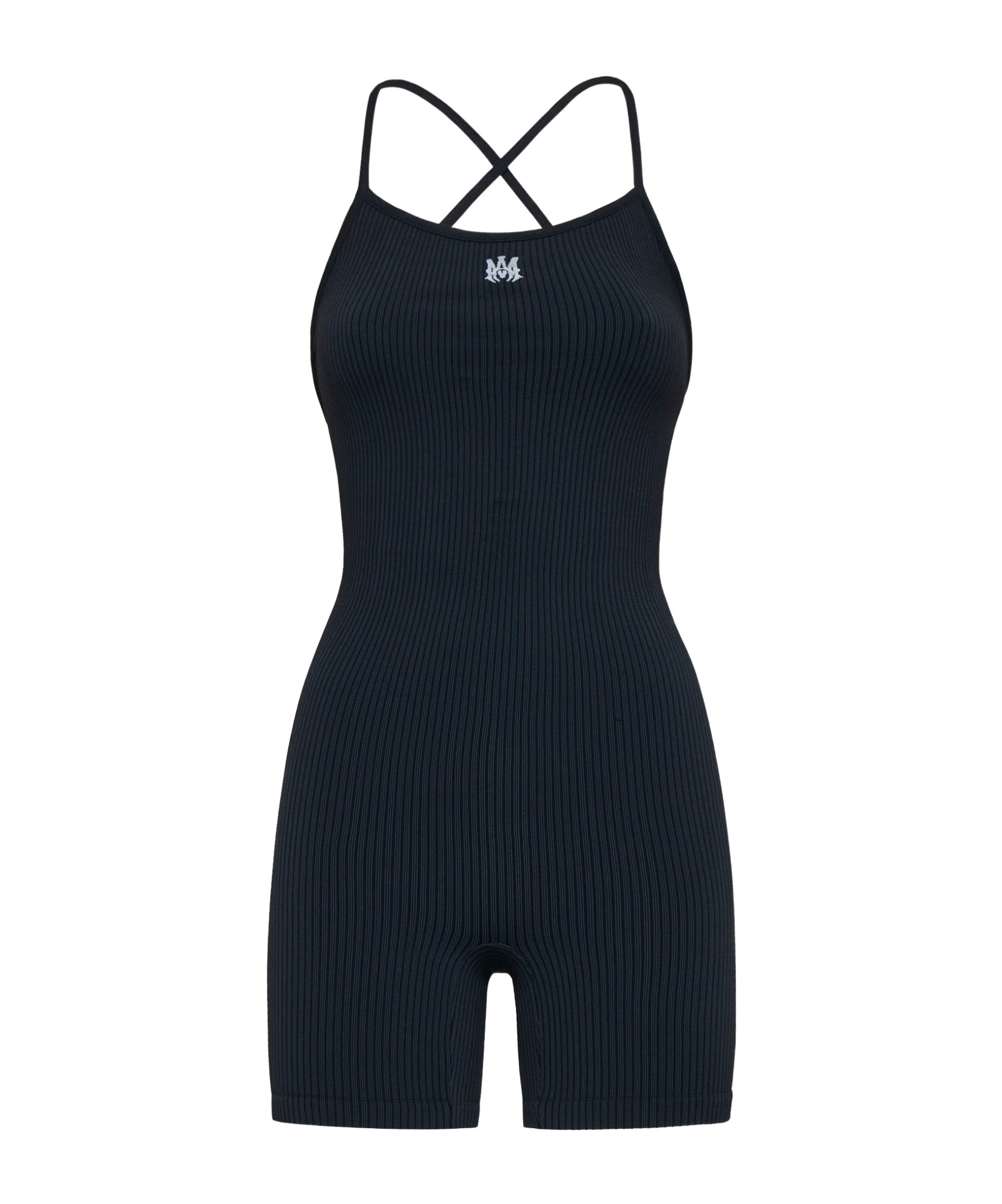 Amiri Black Ma Ribbed Seamless Romper In Black