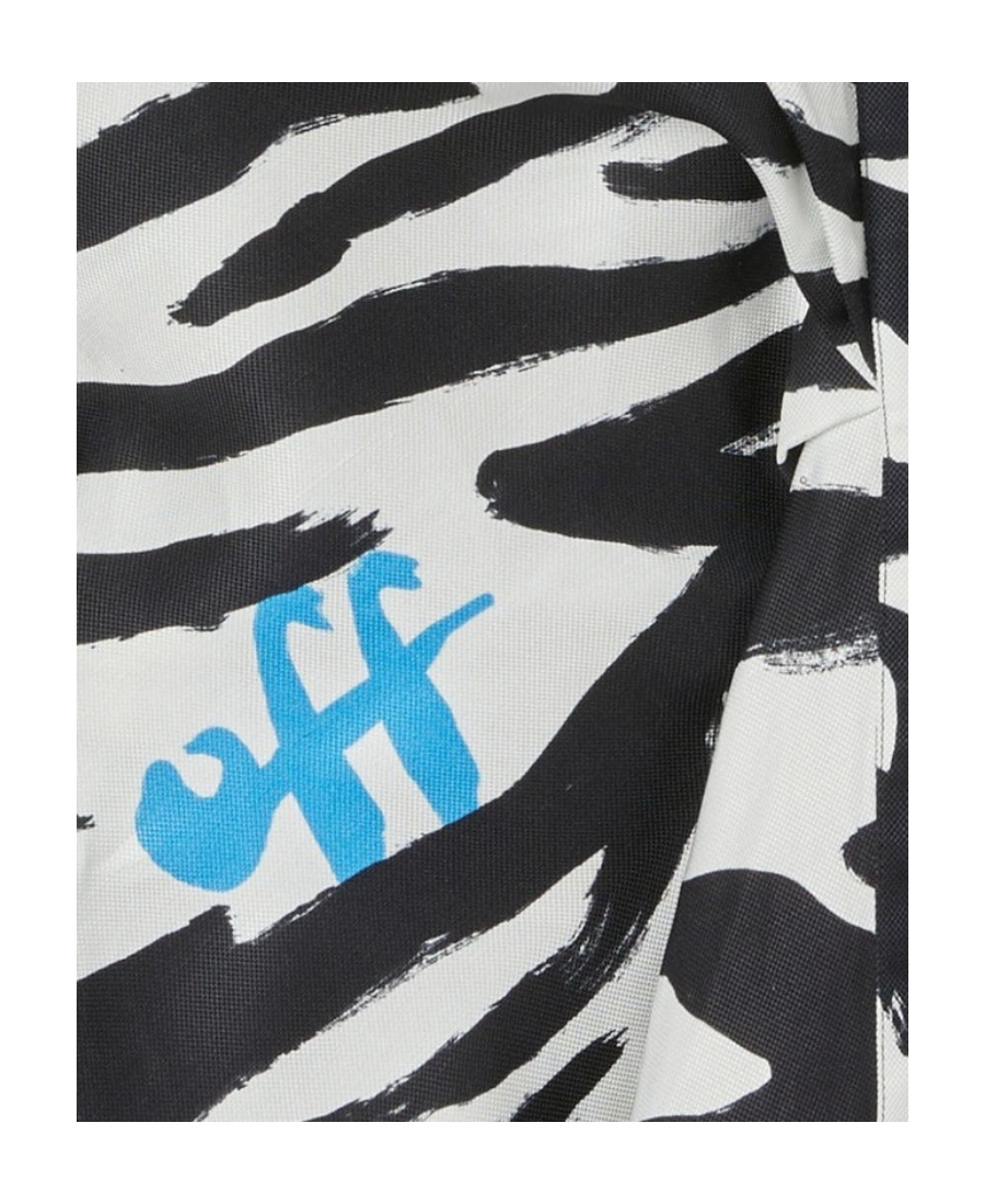 Off-white Zebra Belted Shirt Dress In White