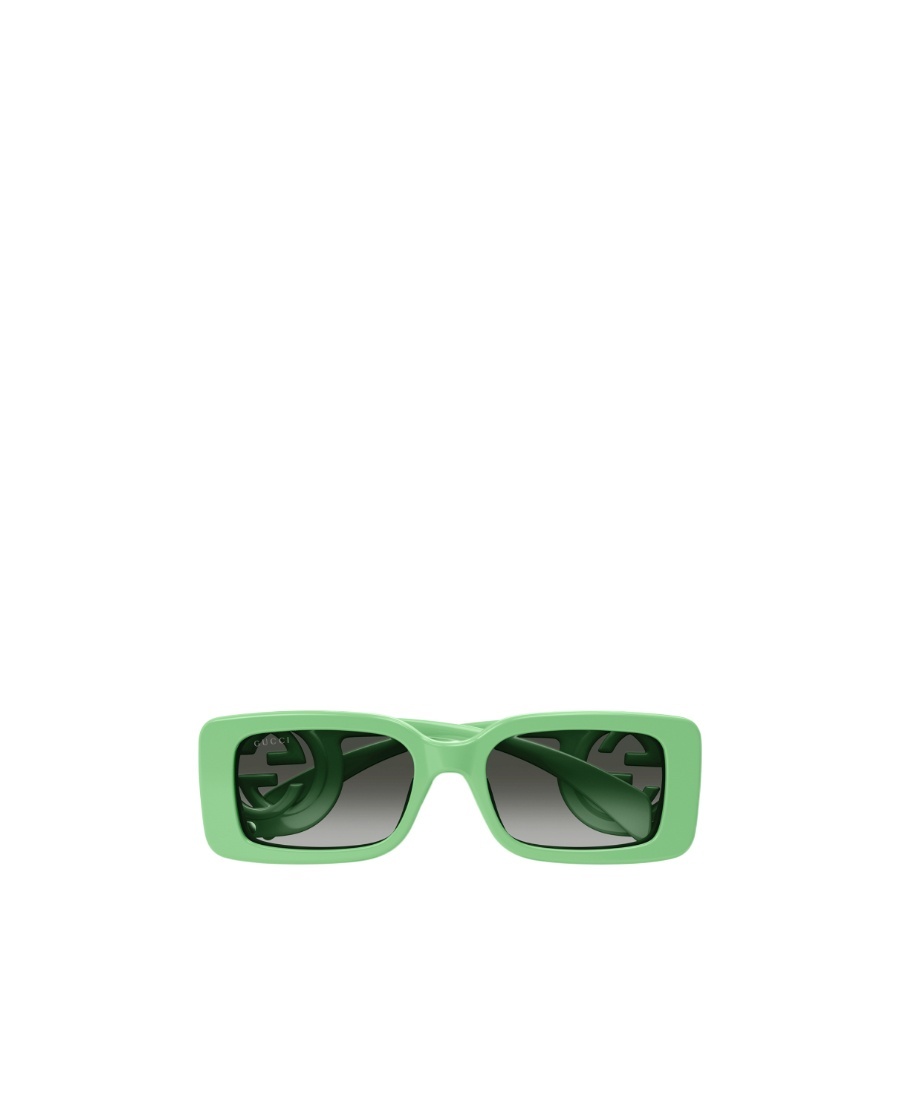 Gucci Chaise Lounge Rectangle-frame Sunglasses In Green