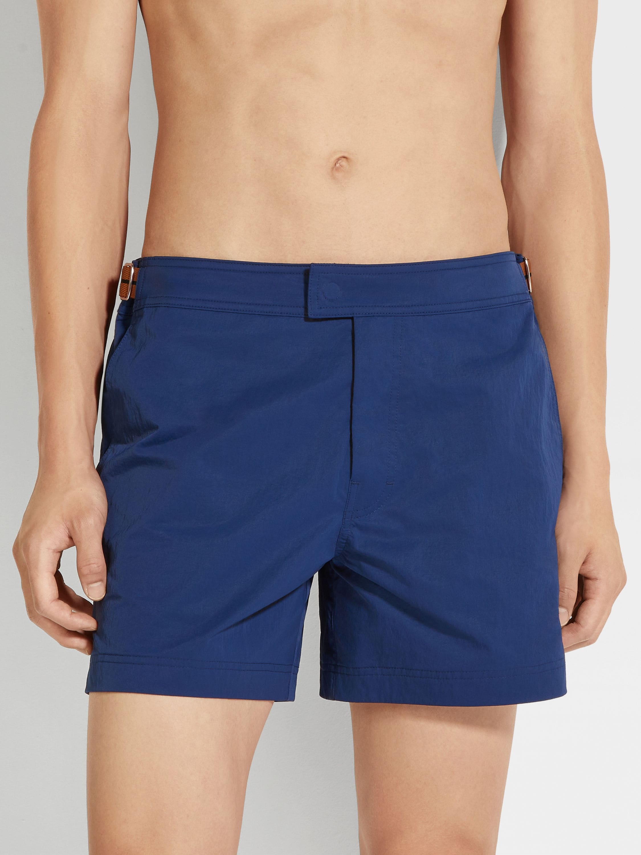 Zegna 232 Road Brand Mark Nylon Regular Fit Swim Trunks In Blue