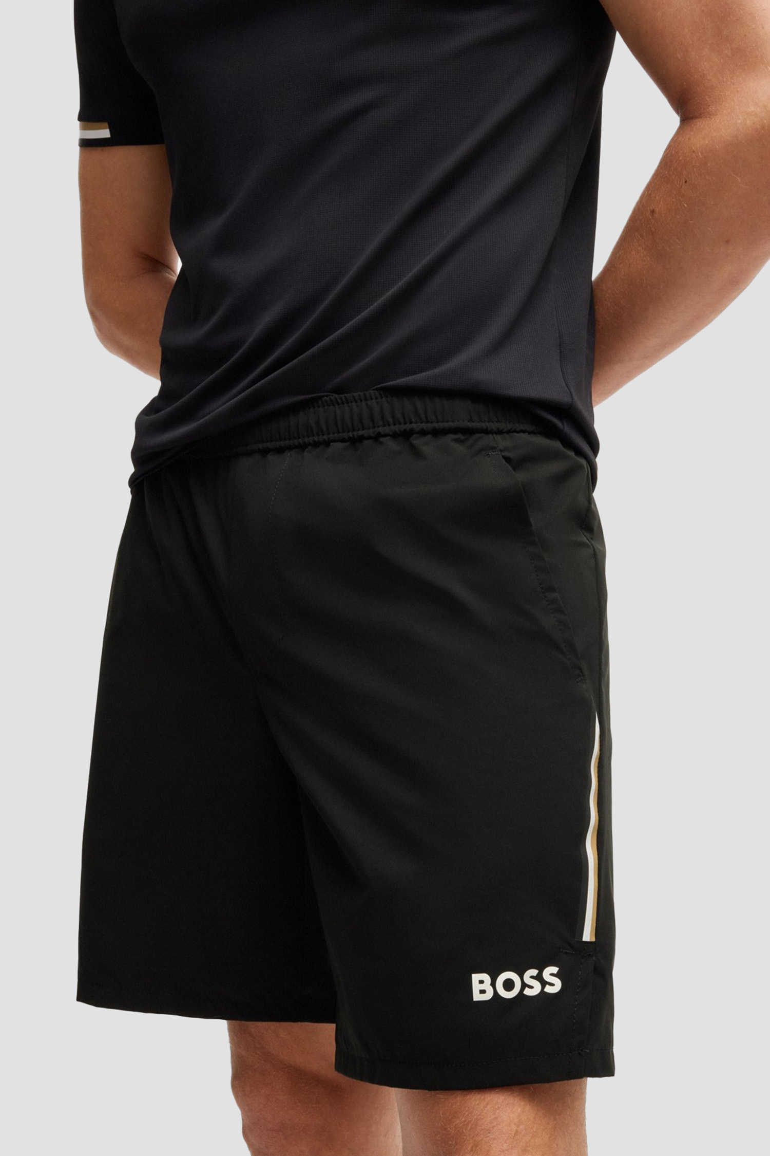 Hugo Boss X Matteo Berrettini Active Tennis Shorts With Four-way Stretch In Black
