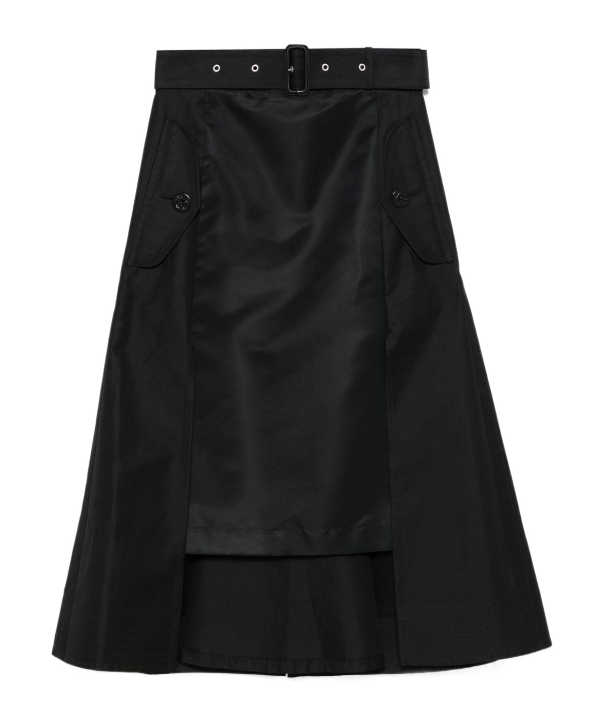 Sacai Twill Midi Skirt In Black