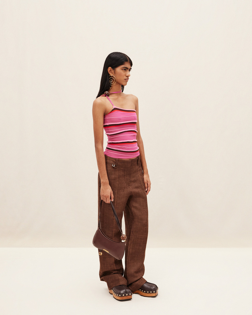 Jacquemus La Maille Concha Asymmetric Top In Pink