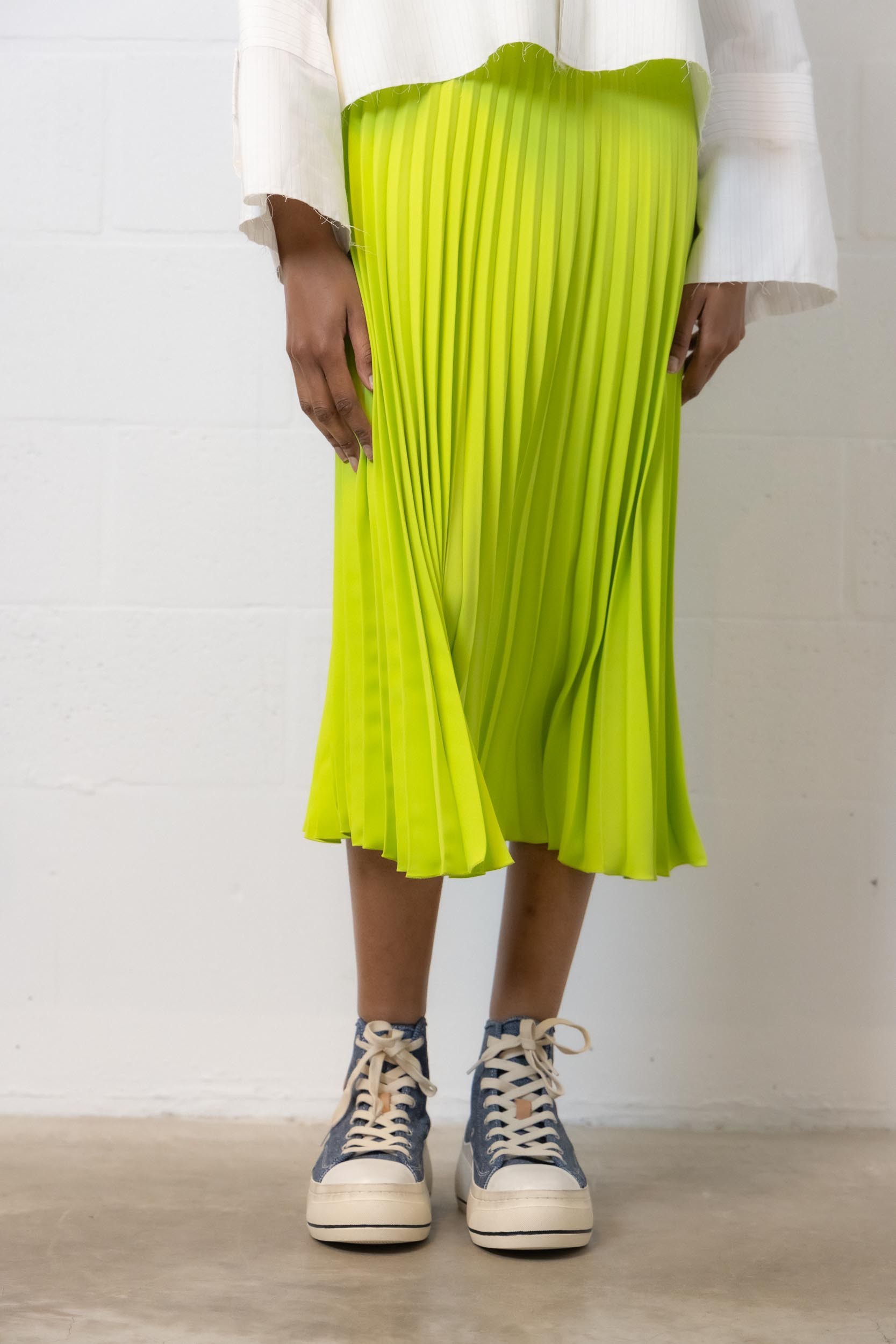 Mm6 Maison Margiela Woman Midi Skirt Lime Green Size 6 Polyester In Green