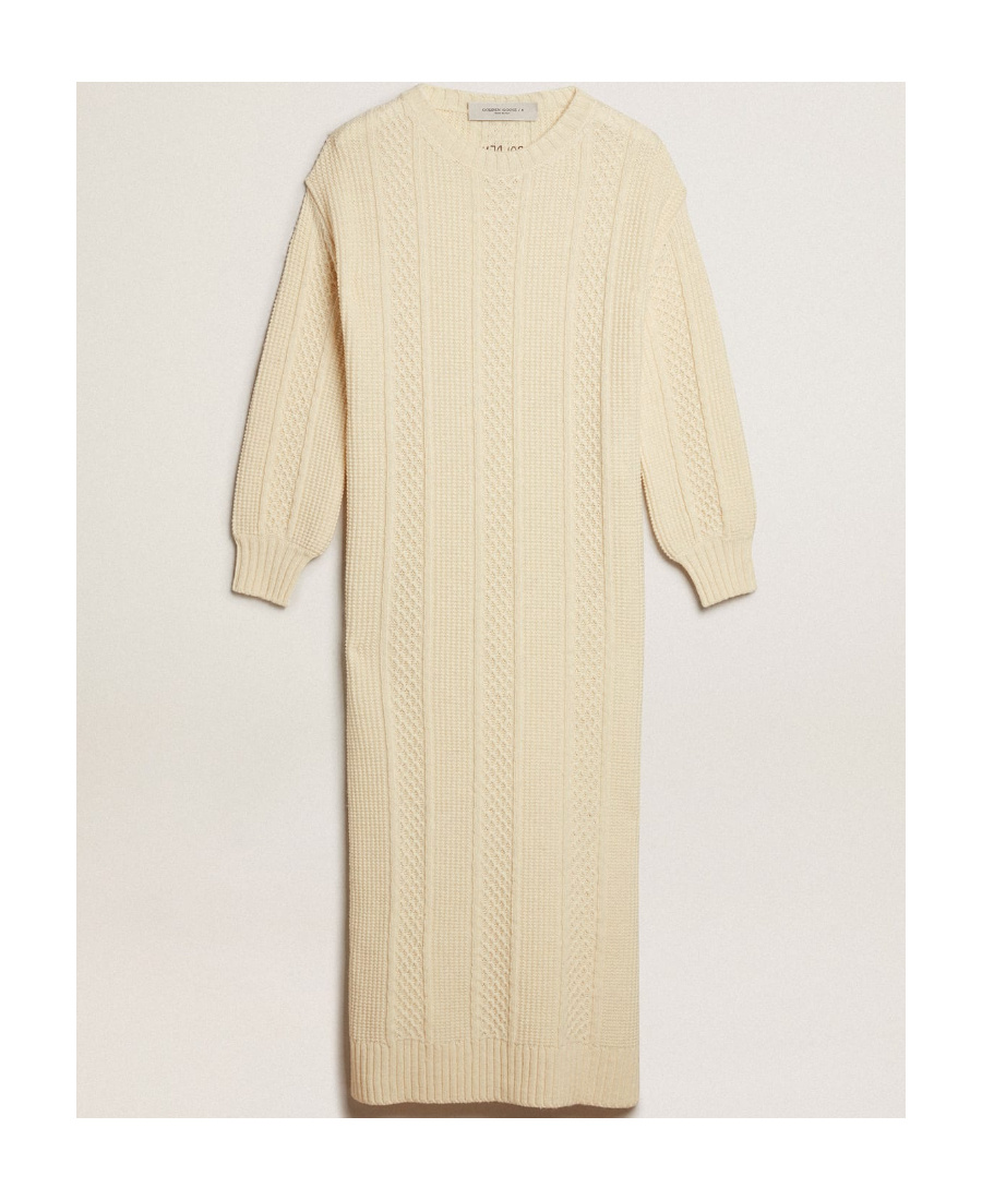 Golden Goose Cable-knit Crew Neck Dress In White