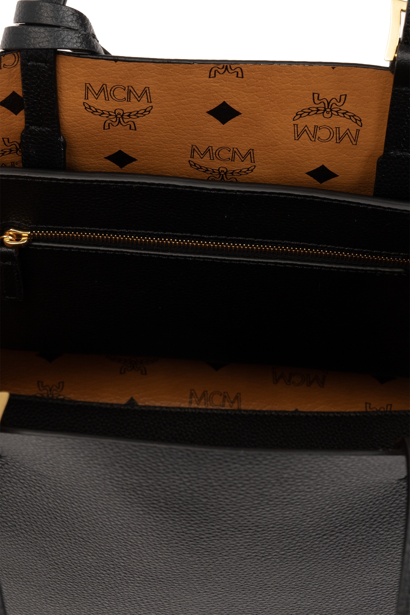 Mcm Himmel Leather Tote Bag In Black