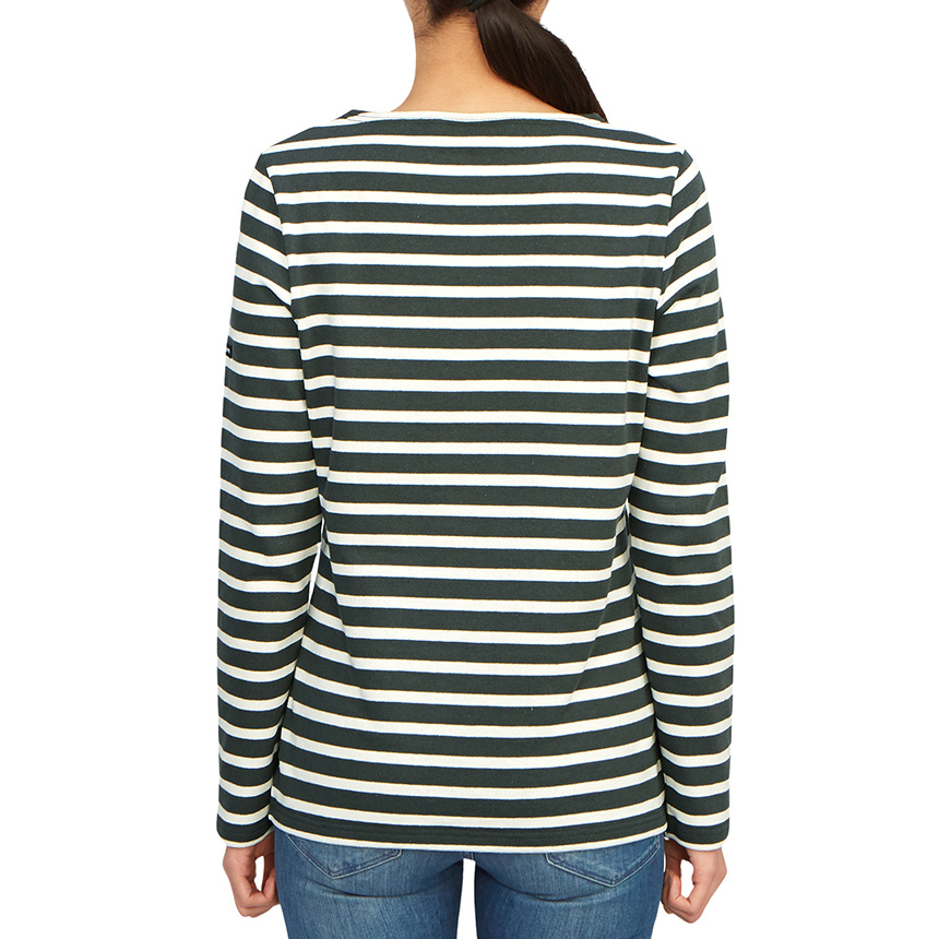 Saint James Striped Logo T-shirt In Black