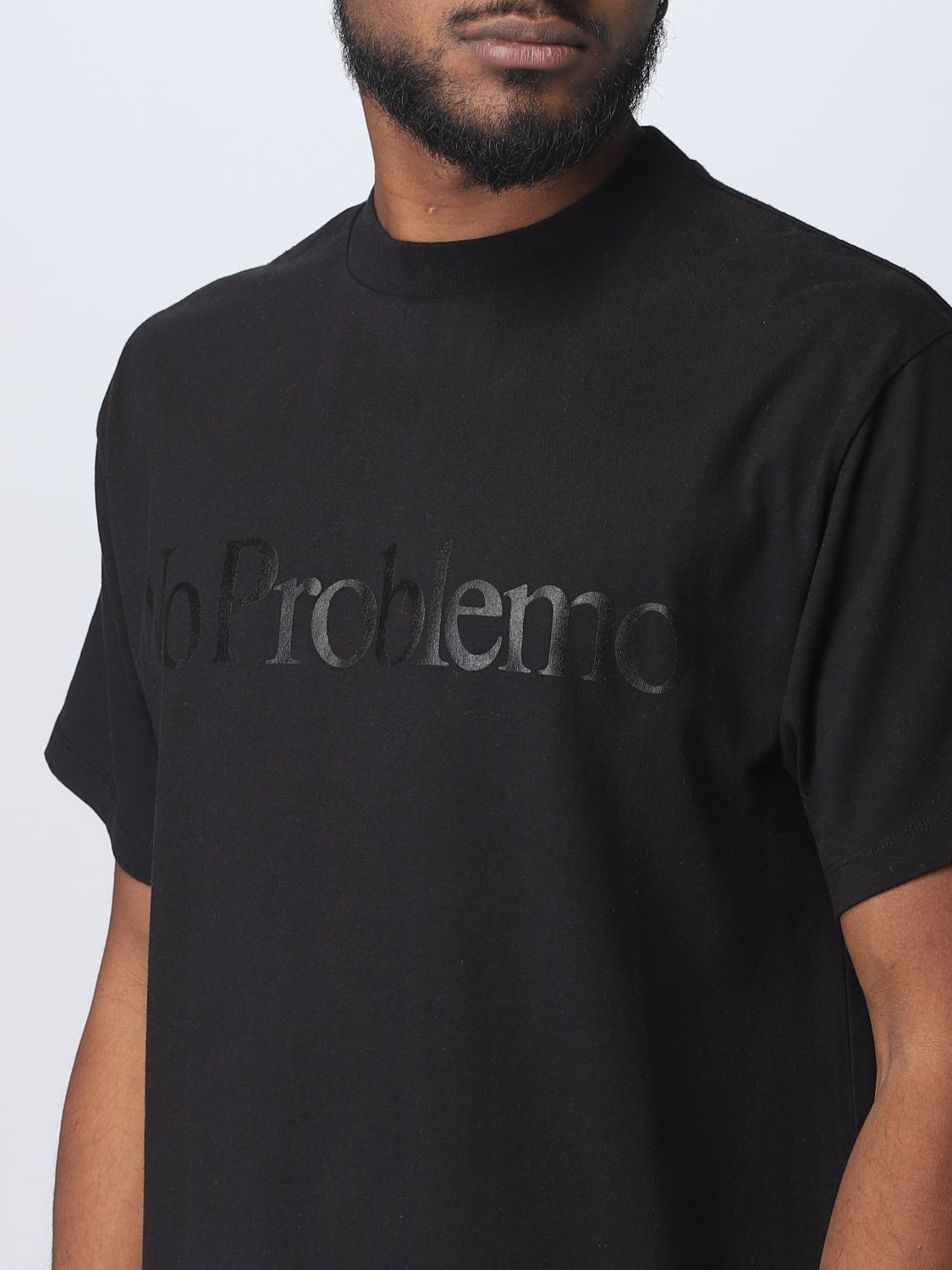 Aries No Problemo Printed Crewneck T-shirt In Black