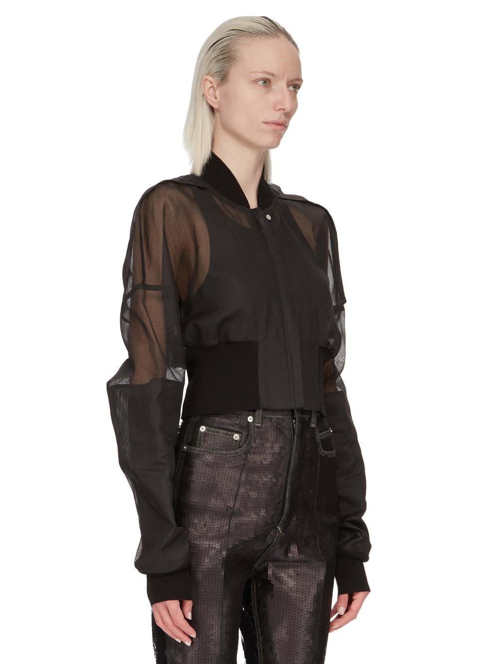 Rick Owens Flight Semi-sheer Bomber Jacket In Black