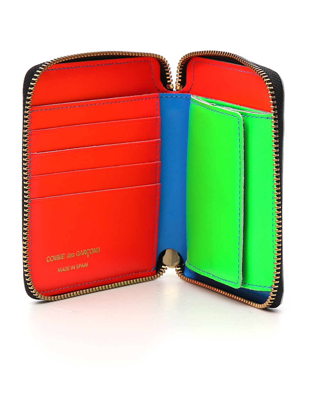Comme Des Garçons Colour-block Leather Wallet In Blue
