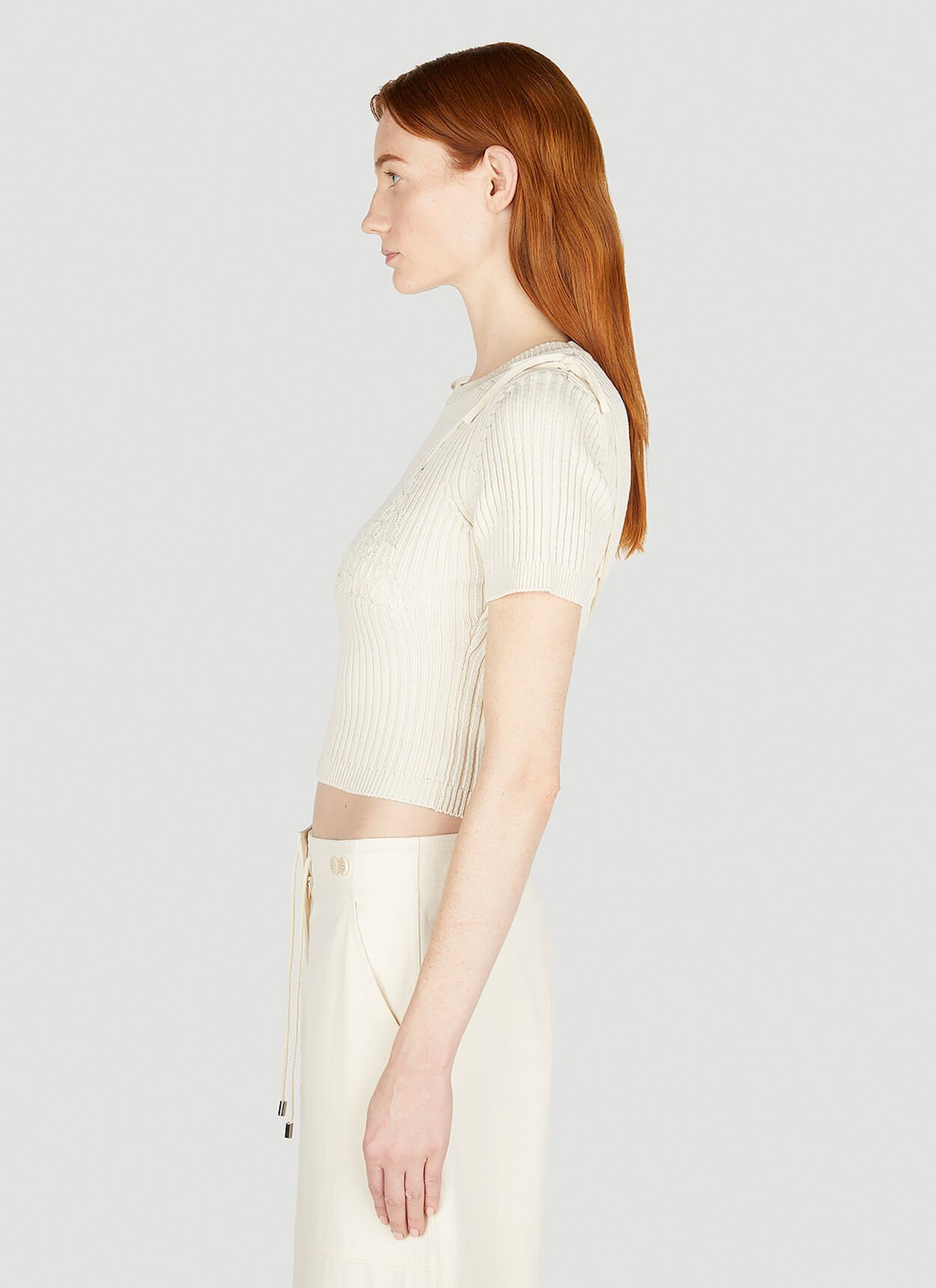 Shop Jacquemus La Maille Bikini Cropped Top In White